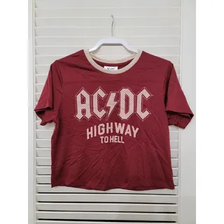 Photo of AC/DC Highway to Hell Maroon Jersey Style Shirt Back "79" Size M