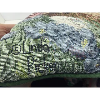 Photo of Vintage Linda Picken Spring Rabbit Needlepoint Tapestry Decorative Pillow, (15" x 15"), Easter Spring Tapestry Pillow, Vintage - (1990's)