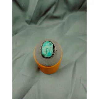 Photo of Vintage 1948 Egyptian Cairo .900 Silver Carved Scarab Ring Hallmarked