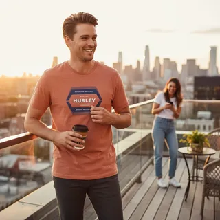 Photo of Hurley Men’s Graphic Tee Terracotta Orange XL NWT 100% Cotton