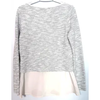 Photo of White House Black Market Gray Marled Sweater Size S Mixed Media Hem