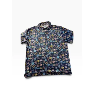 Photo of Buc-ee’s Men’s Large BBQ Grilling Novelty Shirt Navy Short Sleeve Button Up