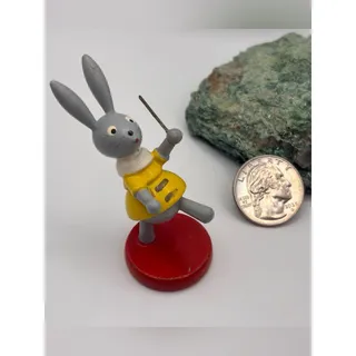 Photo of Set of 4 Vintage Wooden Bunny Rabbit Musician Figurines, Miniature Collectibles