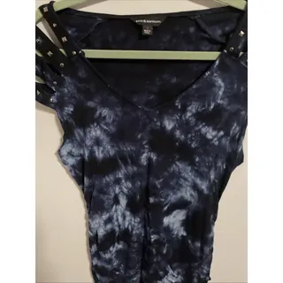 Photo of Womens Rock & Republic Blue Tie Dye Short Sleeved Studded Shirt Size S
