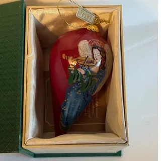 Photo of Pier 1 Li Bien 2017 Angel Violin Glass Teardrop Christmas Ornament Boxed