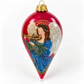 Photo of Pier 1 Li Bien 2017 Angel Violin Glass Teardrop Christmas Ornament Boxed