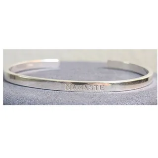 Photo of 925 Sterling Silver Engraved 'Namaste' 4mm Marked STERLING Cuff Bracelet 12.90g