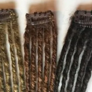 Photo of Brown Auburn Blonde Clip in Dreads Dreadlocks Ombre Hair Extensions Fast & Easy