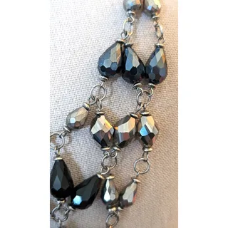 Photo of Silver & Black Metallic Crystal Web Beaded Silvertone Chain Statement Necklace