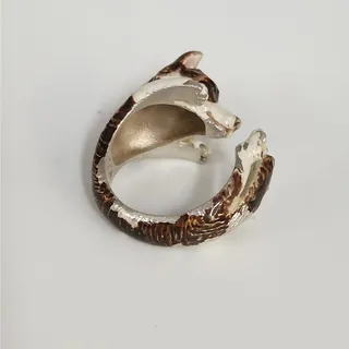 Photo of Dog FEVER 925 Sterling Silver Enamel Dog Hug Wrap Ring