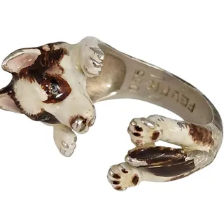 Photo of Dog FEVER 925 Sterling Silver Enamel Dog Hug Wrap Ring