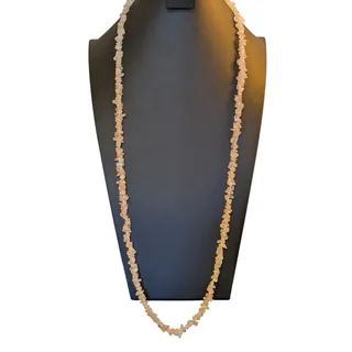 Photo of Vintage Rose Quartz Chip Bead Gemstone 38" Necklace Strand