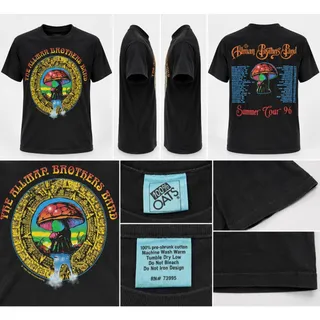 Photo of Vintage 1996 Allman Brothers Band Summer Tour T-Shirt Black 100% Oats Tagged XL