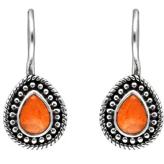 Photo of Orange Mohave Turquoise Dangle Earrings | 925 Sterling Silver Boho Artisan