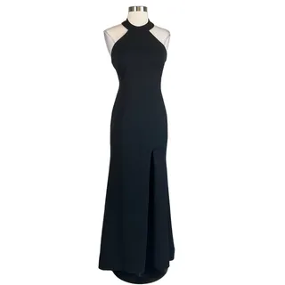 Photo of Betsy & Adam Black and White Evening Gown Tie Up Backless Halter Dress Size 8