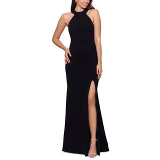 Photo of Betsy & Adam Black and White Evening Gown Tie Up Backless Halter Dress Size 8