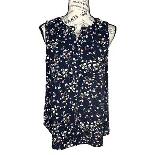 Photo of 41Hawthorn (M) Morey Split Neck Sleeveless Blouse - Stitch Fix Navy Floral Top