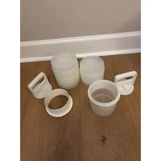 Photo of vintage Tupperware Hamburger Press and Patty Keeper Set 