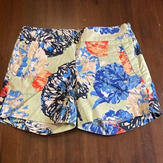Photo of J.Crew Stretch Floral Print Side Zip Shorts Green Blue Women’s Size 00