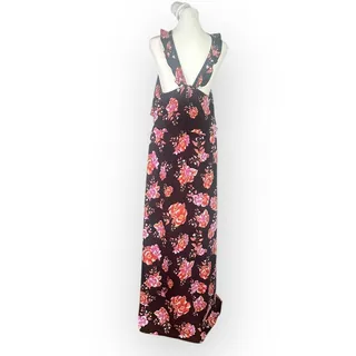 Photo of Tularosa Santorini Maxi Dress Women's Med Black Pink Floral Sleeveless Halter