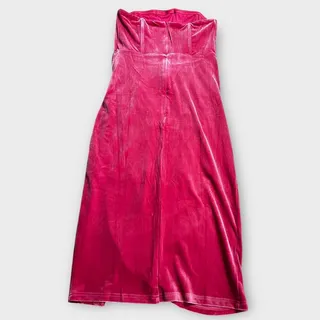Photo of Lulus Knee Length Dress Women's Small Pink Velvet Strapless Bodice Tulip