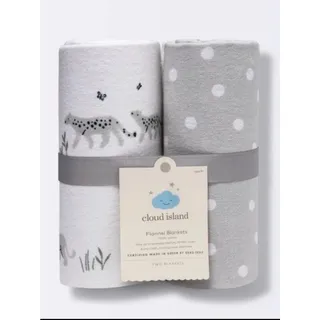 Photo of Cloud Island Baby Flannel Blankets 2-Pack Gray White 100% Cotton NEW