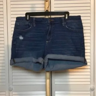 Photo of ANA A New Approach High Rise Cuffed Denim Shorts 16 Boyfriend Dark Wash