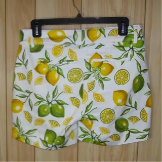 Photo of Isaac Mizrahi New York Lemon Print Shorts Size 4 Tailored Chino Preppy Cottage