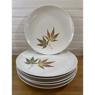 Photo of 6 Dinner Plates - Franciscan Whitestone Ware Twice Nice Vintage 1959 Fall Leaves