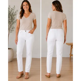 Photo of PERMANENT Girlfriend Jeans Women's Size 8 White Denim Mid Rise NWT