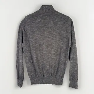 Photo of Banana Republic Mens L Gray Quarter Zip Pullover Sweater Cotton Ribbed Mock Neck