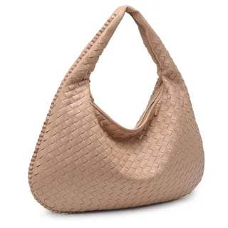 Photo of Victoria Woven Vegan Leather Hobo Bag | Natural