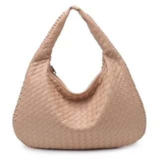 Photo of Victoria Woven Vegan Leather Hobo Bag | Natural