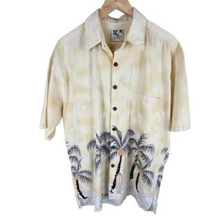 Photo of John Severson Kahala Hawaiian shirt men’s large palm tree print vintage