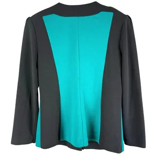 Photo of Vintage Melissa Harper size 14 colorblock blazer black teal button front