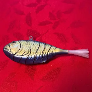 Photo of 7” Molded Glass Fish Ornament Realistic Fishing Decor with Brush Tail