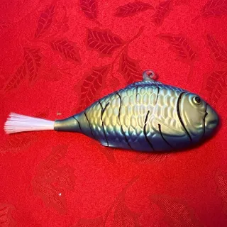 Photo of 7” Molded Glass Fish Ornament Realistic Fishing Decor with Brush Tail