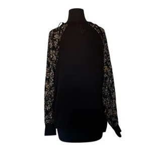 Photo of Maurice's Black Waffle Knit Floral Wrap Tie Hem Top - XL