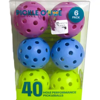 Photo of Pickle O' Joe 6 Pack Pickleballs 40 Hole Indoor Outdoor Performance Balls