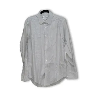 Photo of Calvin Klein Mens Button-Down Shirt 16-1/2 34/35 Striped White Long Sleeve