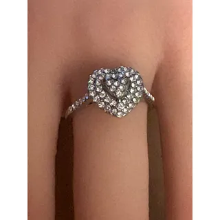 Photo of NIB Silver Tone Rhinestone Heart Ring Size 8