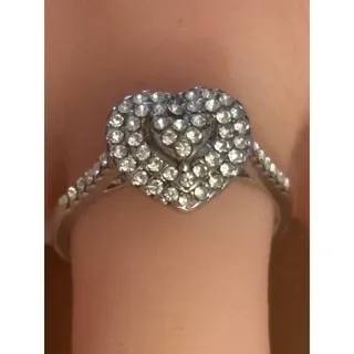 Photo of NIB Silver Tone Rhinestone Heart Ring Size 8