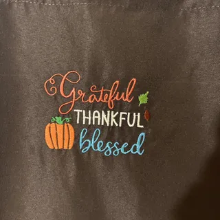 Photo of Custom Made Kitchen Apron With Embroidery & Removable Towel Washable Thankful