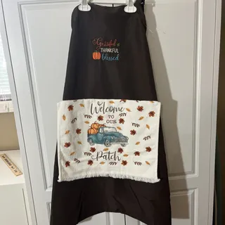 Photo of Custom Made Kitchen Apron With Embroidery & Removable Towel Washable Thankful