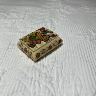Photo of Vintage Miniature Turkish trinket box hand painted Ornate tiny Chipped