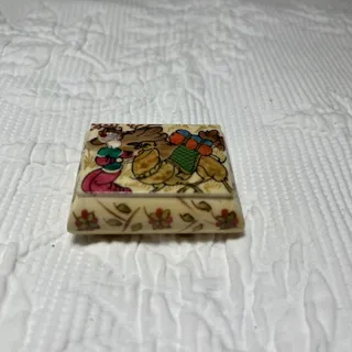 Photo of Vintage Miniature Turkish trinket box hand painted Ornate tiny Chipped