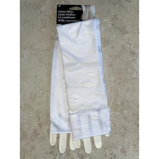 Photo of WEDDING WHITE LONG TATTERED FINGERLESS GLOVES COSTUME NEW