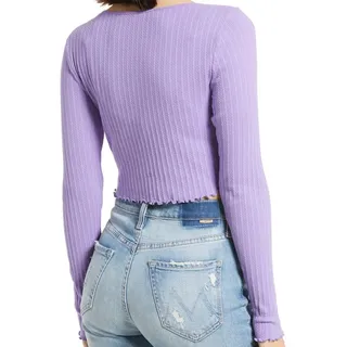 Photo of Bp. Crop Henley Top in Purple, Size L