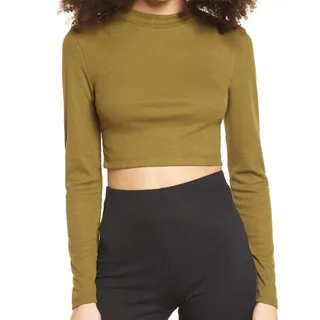 Photo of Bp. Mock Neck Long Sleeve Crop Top M