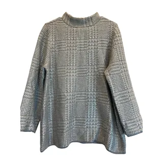 Photo of Chico's Gray silver metallic houndstooth sweater chicos 2 (Medium 10/12)